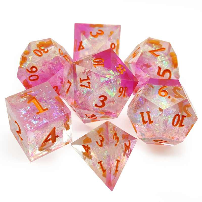 Transparent Pink Resin Dnd Dice Set