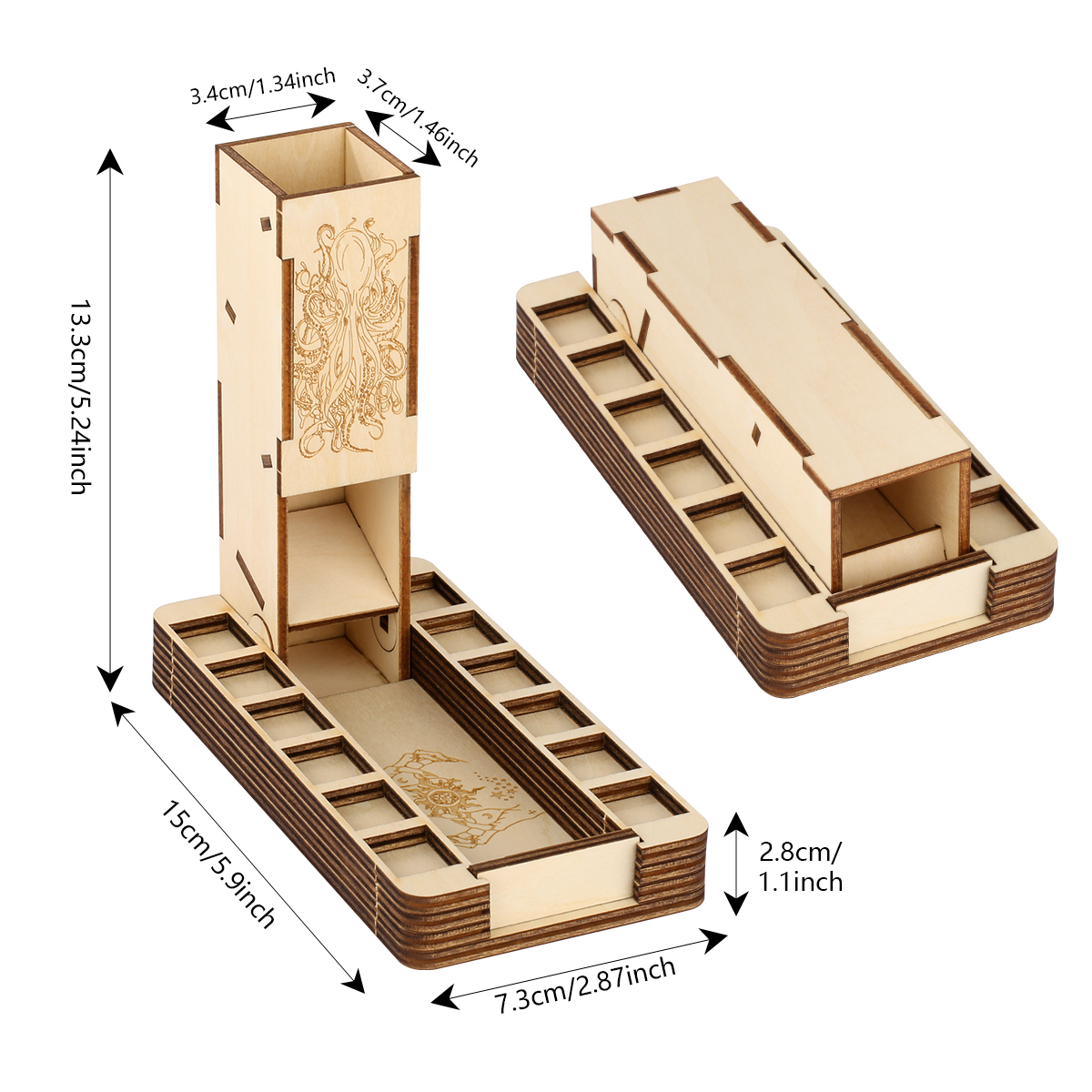 Regal Wood Dice Tower & Tray Vault
