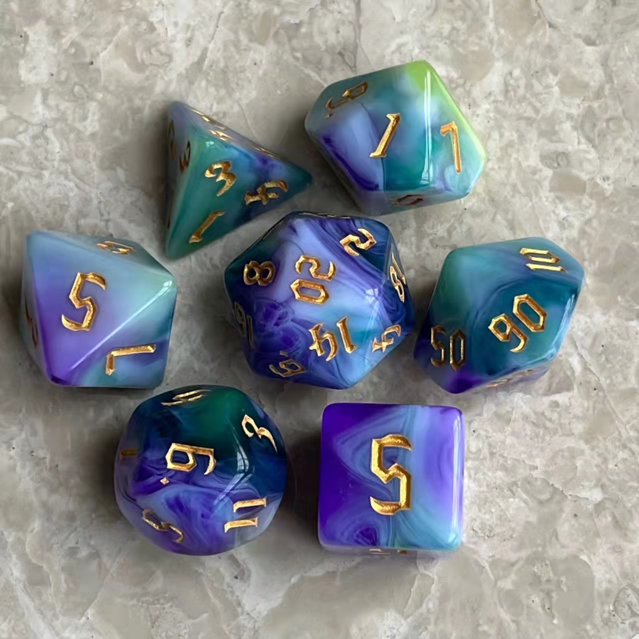 Wave Surfboard Theme Dnd Dice Set