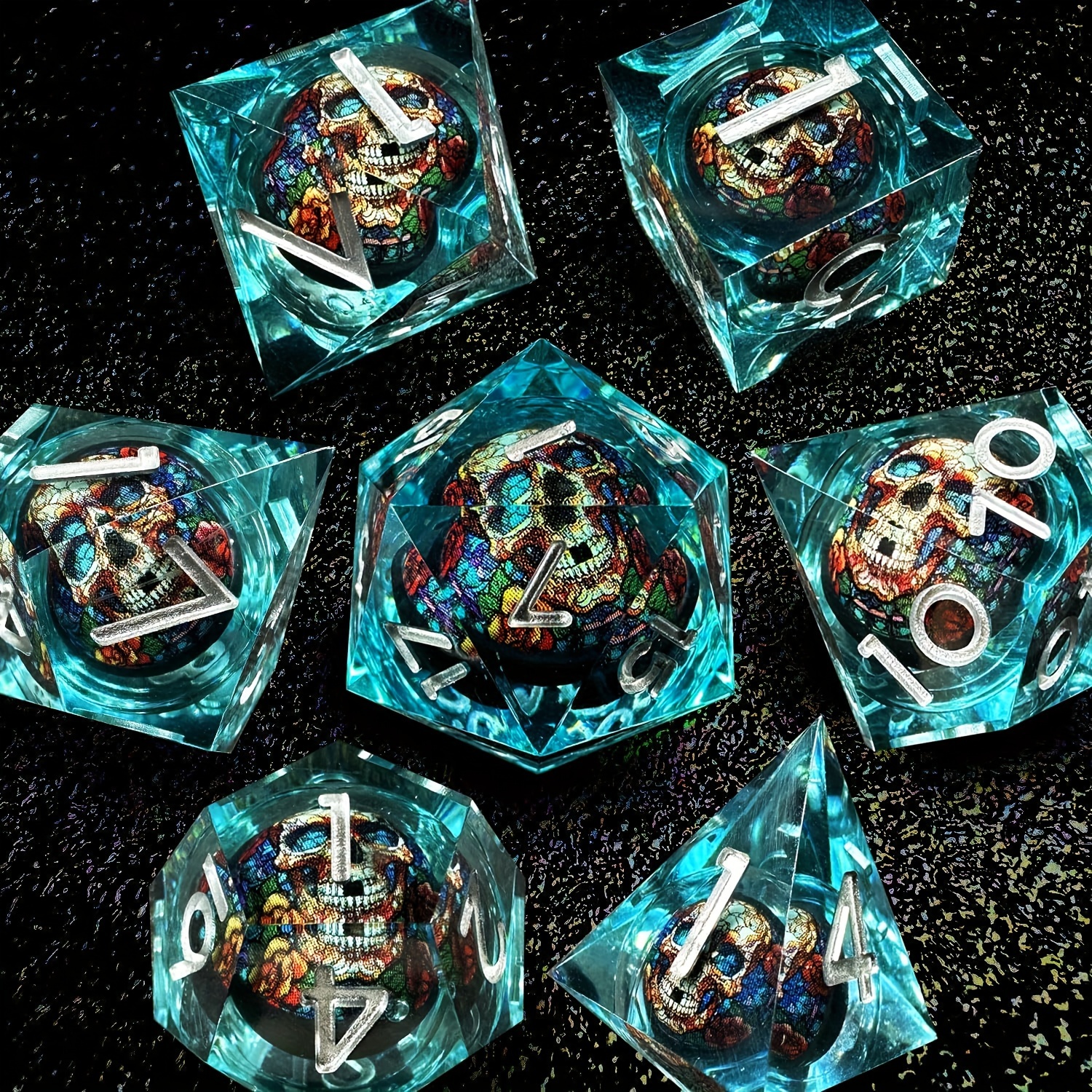Skull☠️Liquid Core 7pc DnD Dice Set