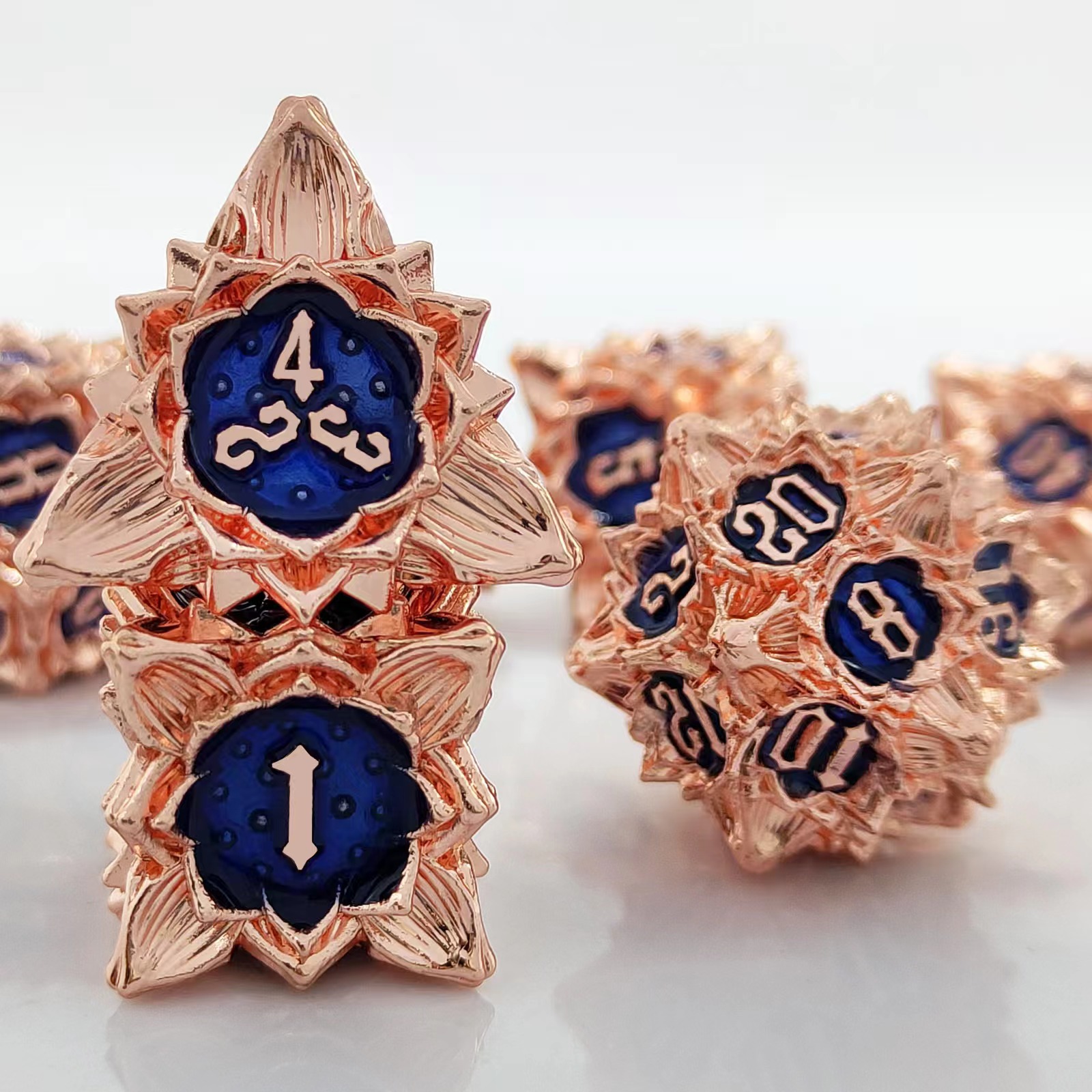 Metal Dice with Lotus Flower D&D Dice Set