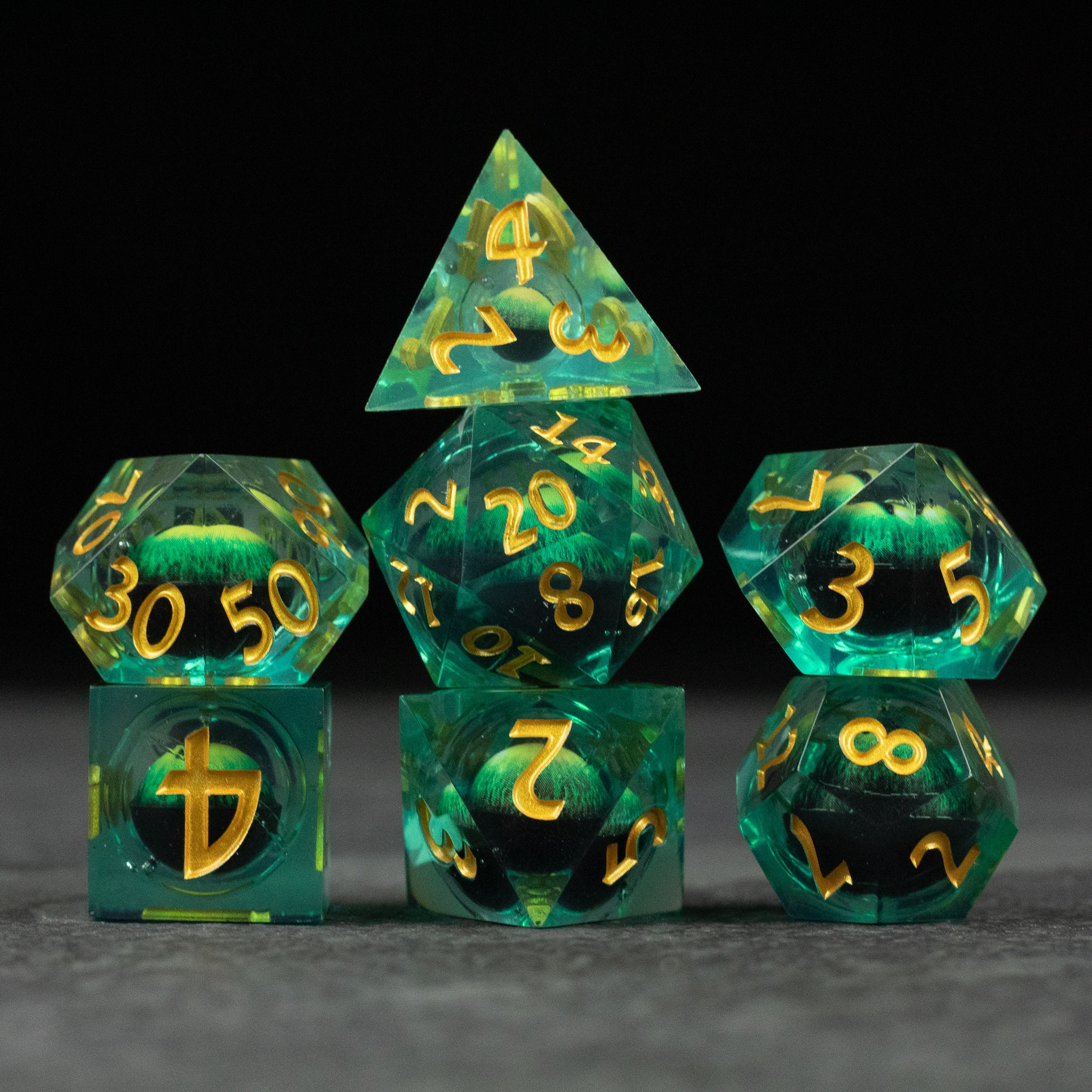 Beholder's Eye - Lifelike Green Dragon Eye Dice