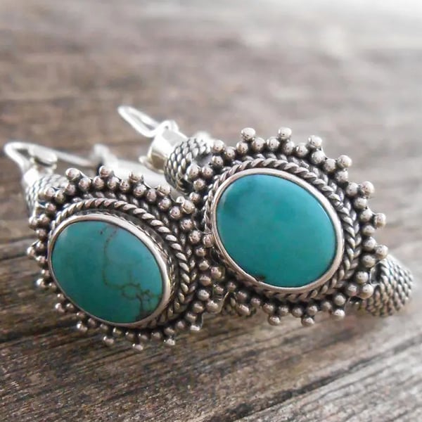 Oval turquoise earrings