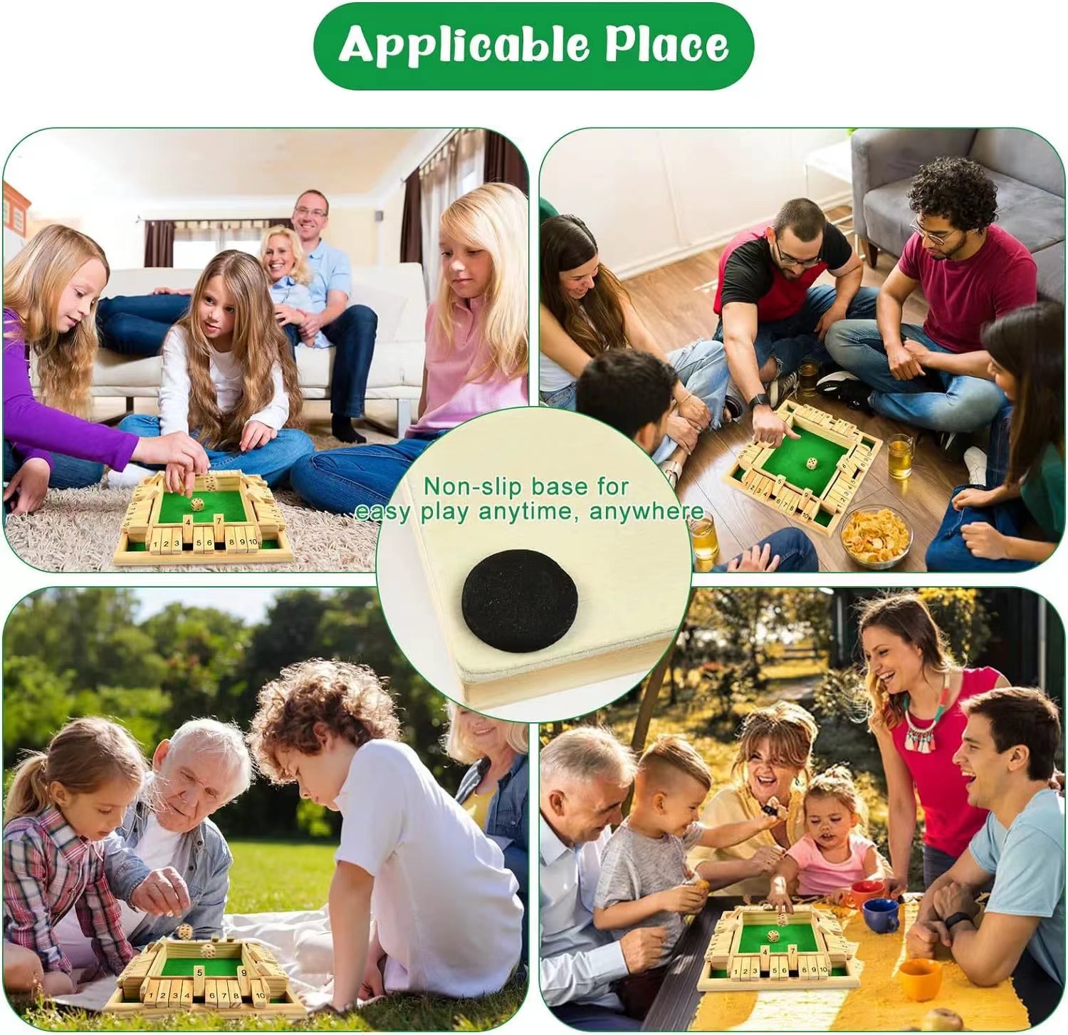 Shut The Box Dice Game,Board Table Math Game with 12 Dice for Kids Adults, Family Classroom Home Party or Pub