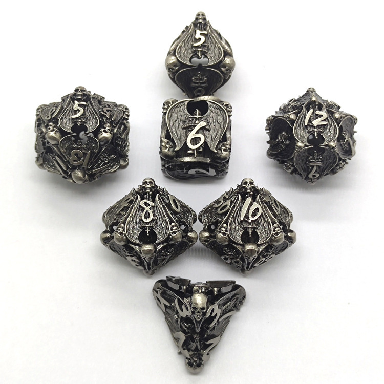 7pcs Pure Copper Hollow Metal Dice Set Dnd Dice Rpg Mtg Polyhedral Dice Set