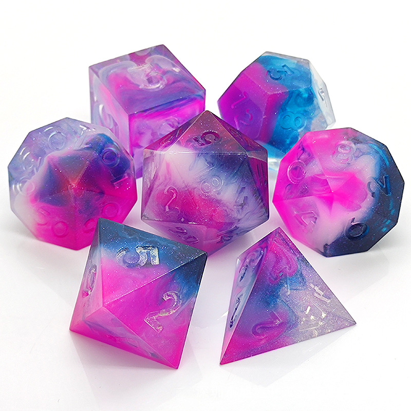 Transparent rainbow resin Dnd dice set