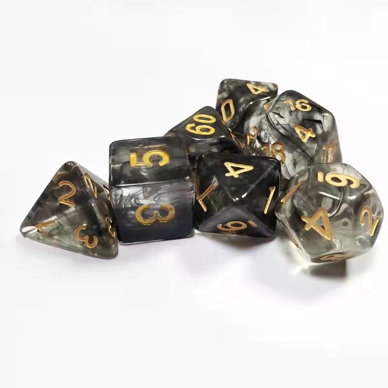 Squid Inked Polyhedral dice