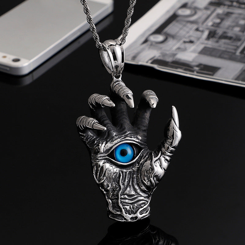 Dragon Claw Blue Evil Eye Pendant Necklace