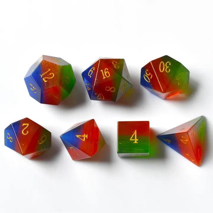 Tricolor Cat's Eye Dice
