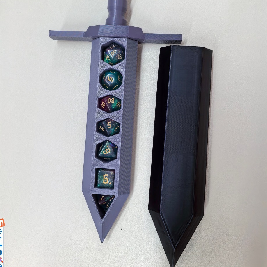 DND Dice Holding Sword + Mystery Dice Set