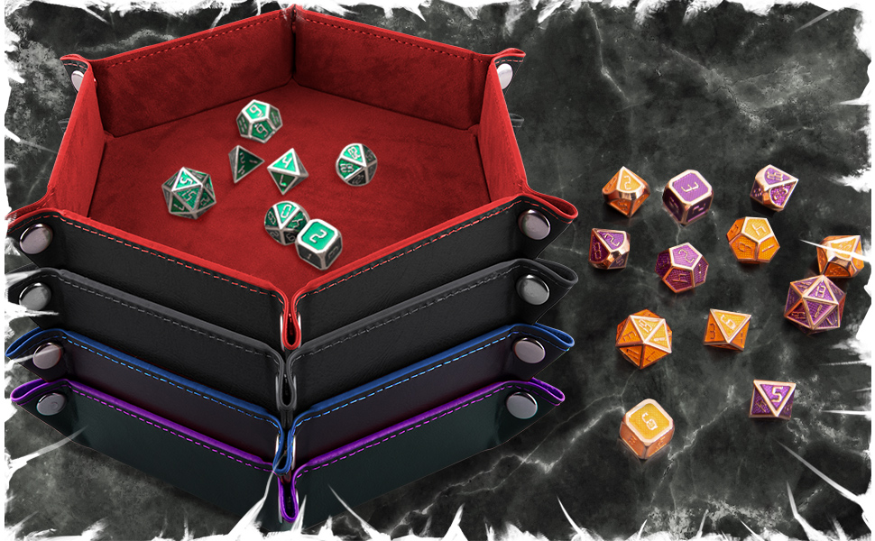 Dice Tray Set Foldable Dice Trays Hexagon Dice Rolling Tray