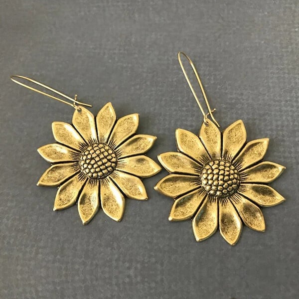 Gold Sunflower Earrings