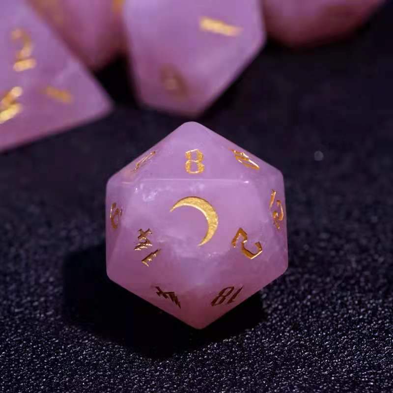 Pink crystal dice set