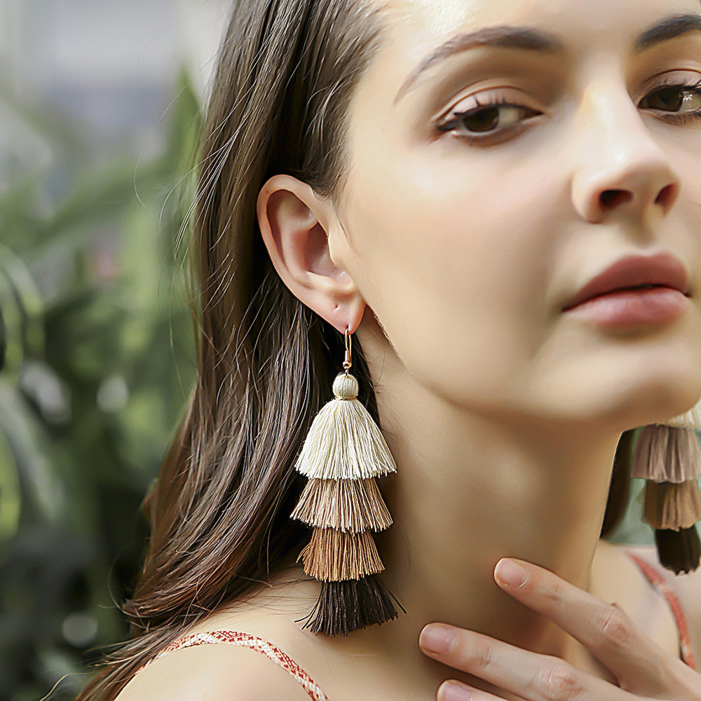 retro ethnic style long earrings