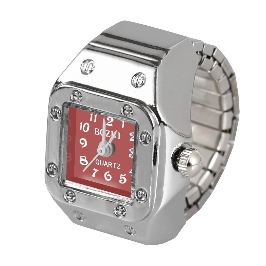 1pc Men's Quartz Watch Ring With Watch Digit Dial Rectangle Unisex Fashion Artificial Jewelry Gifts, Not Waterproof
