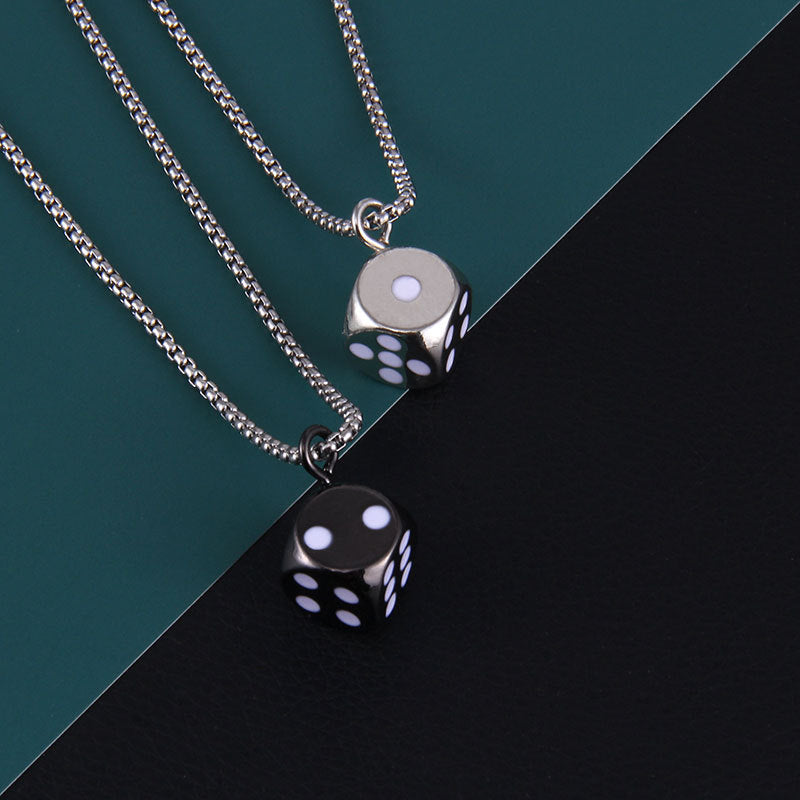 Personalized Stainless Steel Necklace Versatile Niche Design Dice Pendant