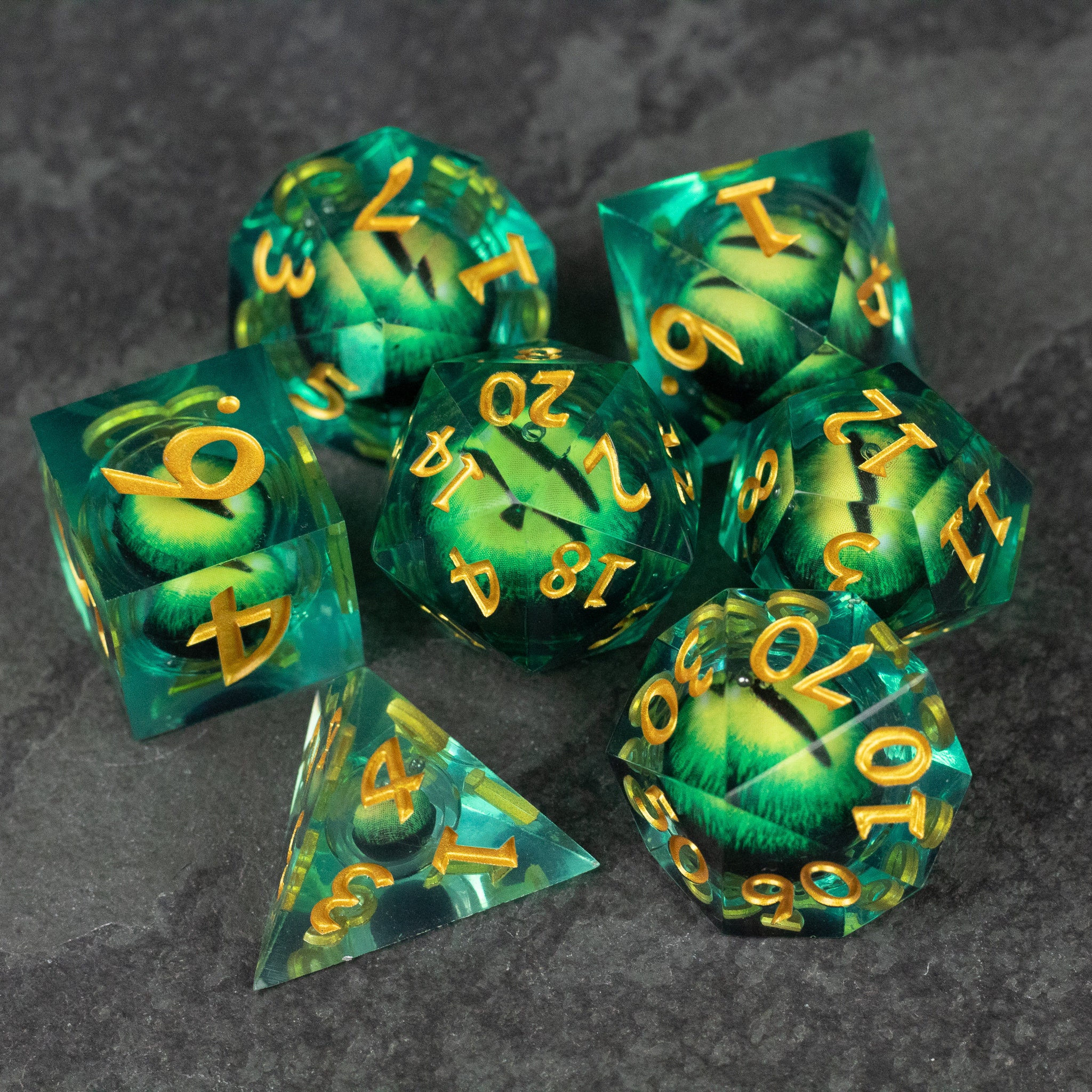 Beholder's Eye - Lifelike Green Dragon Eye Dice