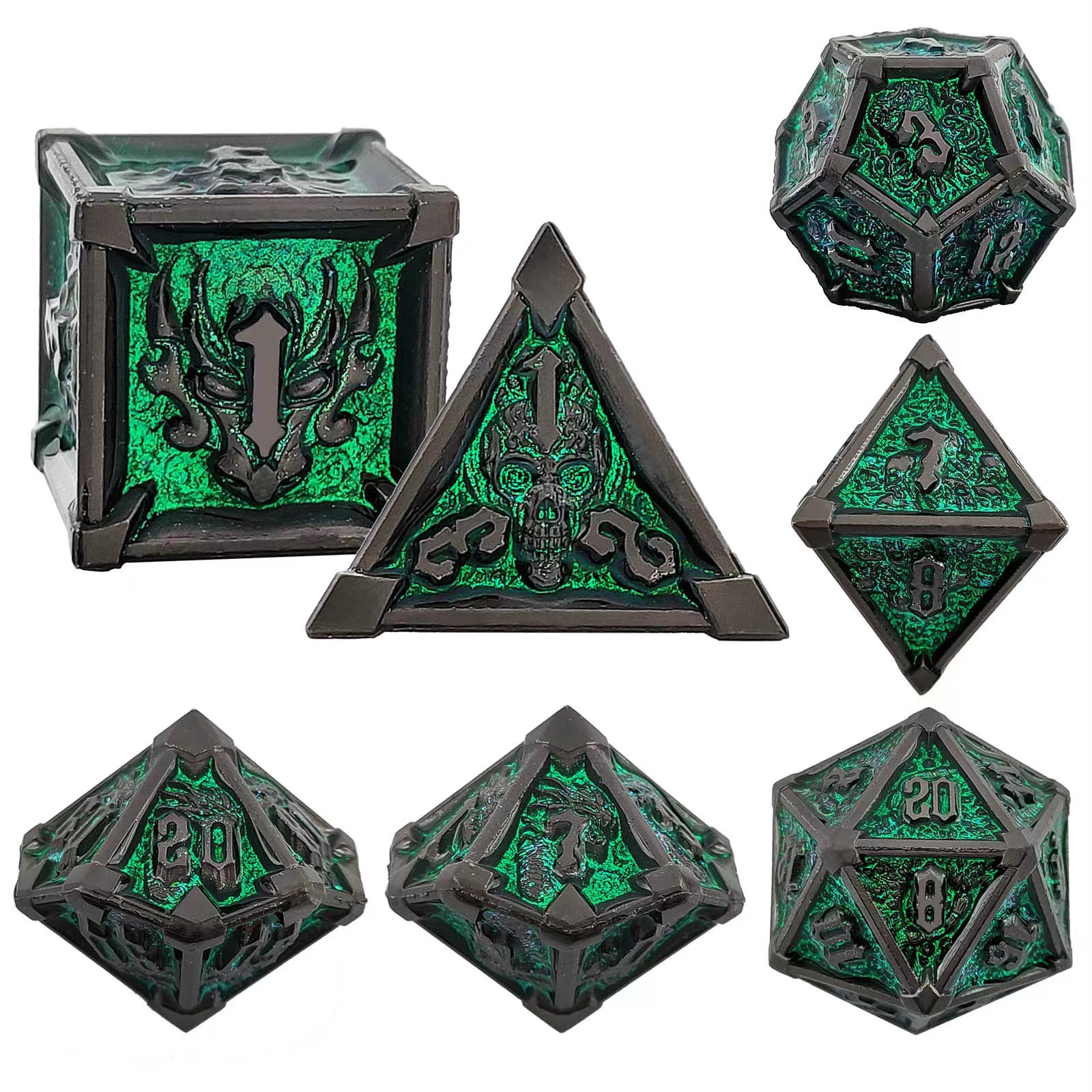 Metal Dragon Skull Octopus Dice Set