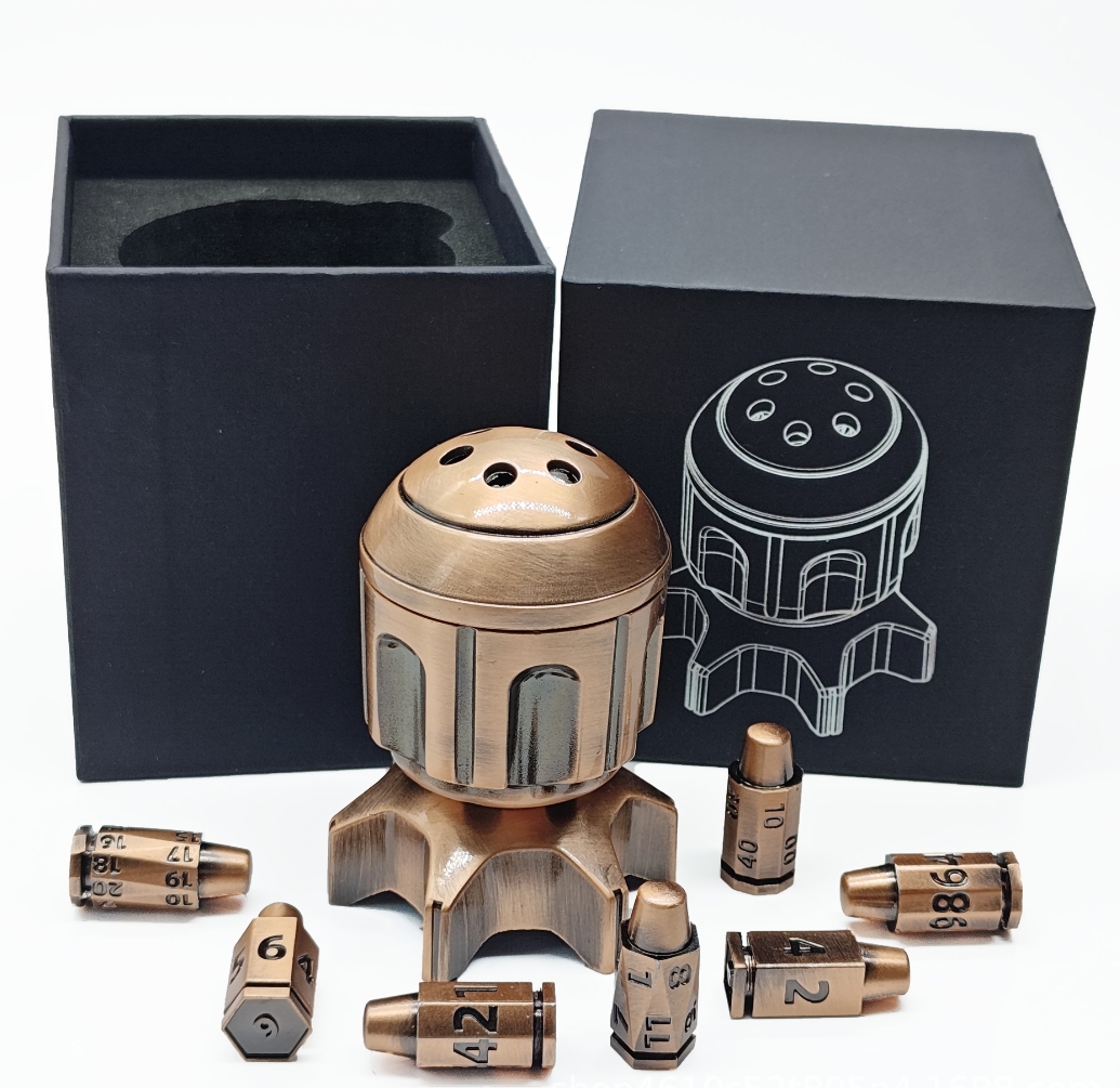 Metal Rocket Bullet Dice Set Rotatable Polyhedron RPG Role Playing DND Dragon and Dungeon Dice