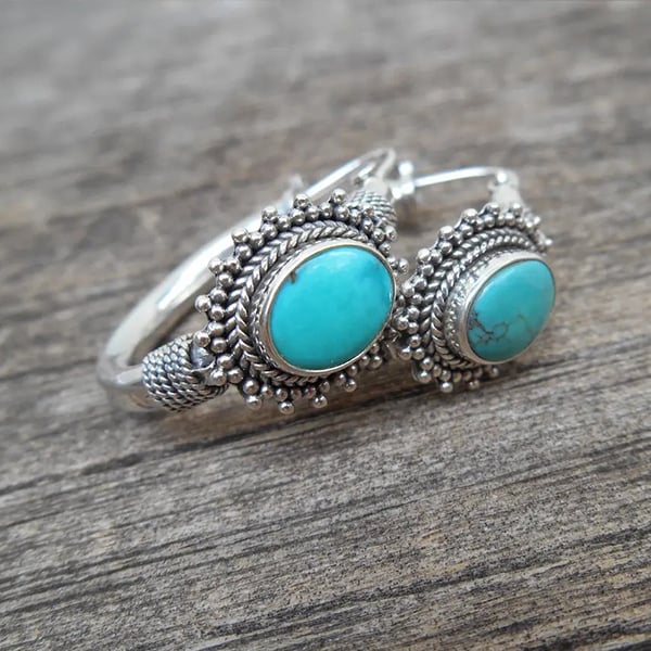 Oval turquoise earrings