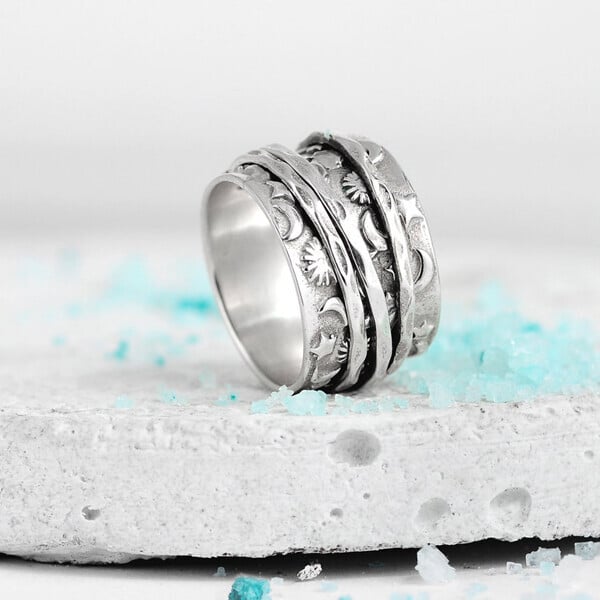 Sun and Moon Spinner Silver Ring