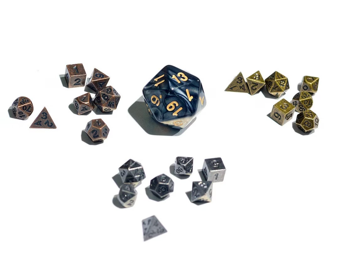 Mini Micro Metal Dice Set | D&D Dice | Dungeons and Dragons