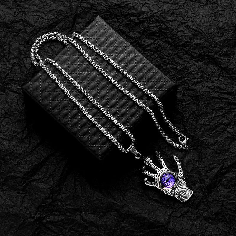 Dragon Claw Blue Evil Eye Pendant Necklace