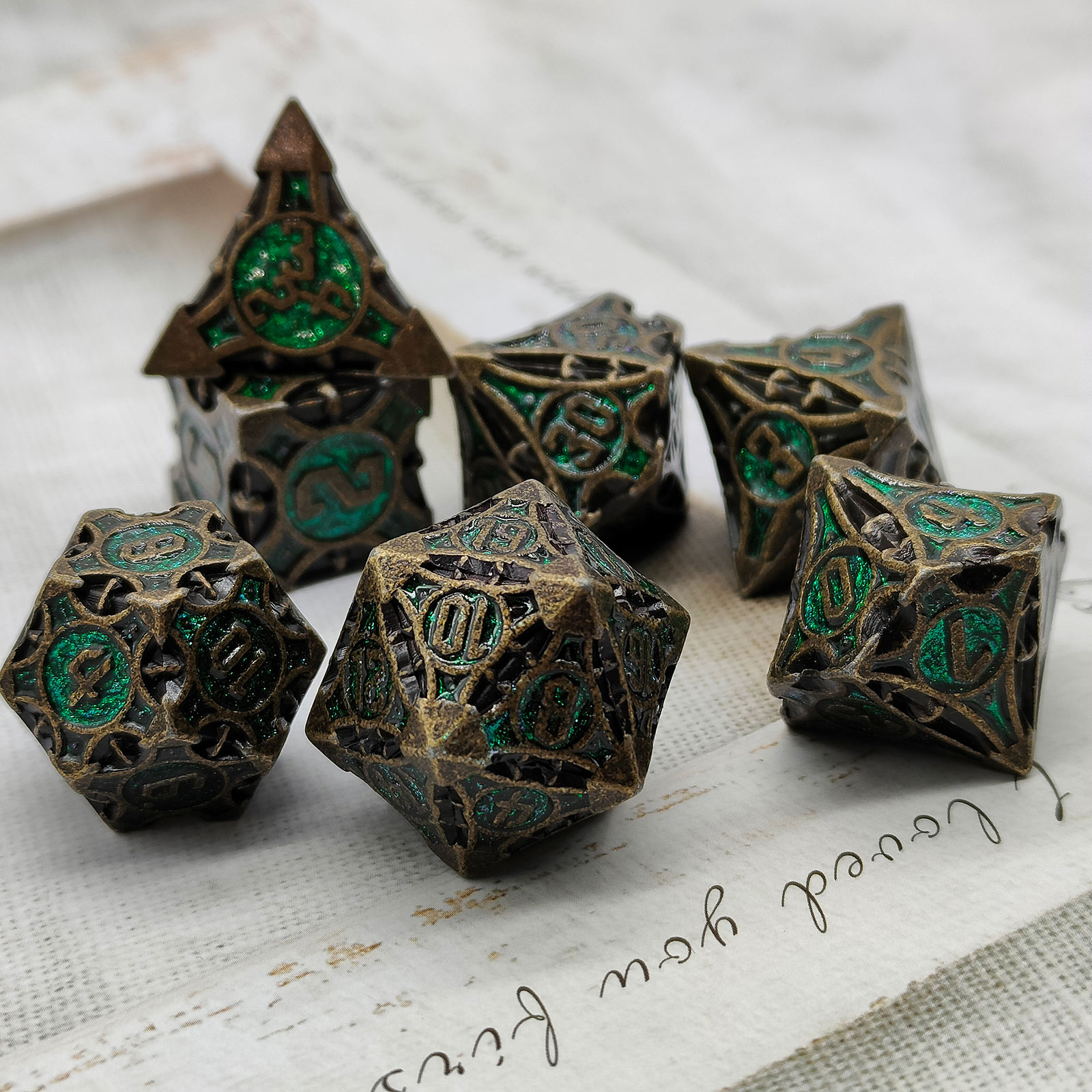 Solid Dragon Pointed Dice Metal Set