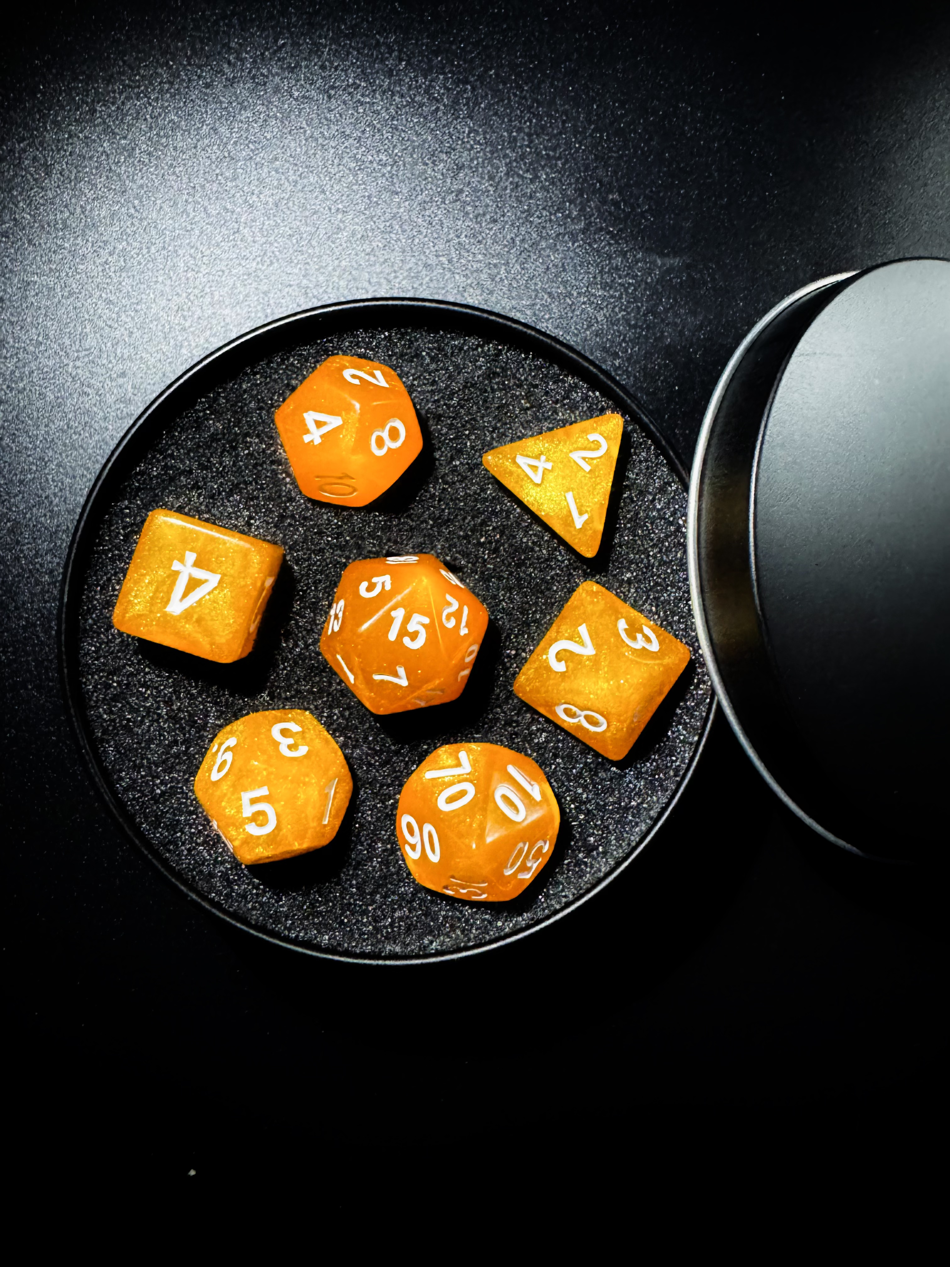 Amber Blaze Dice Set [With Dark Iron Gift Box]