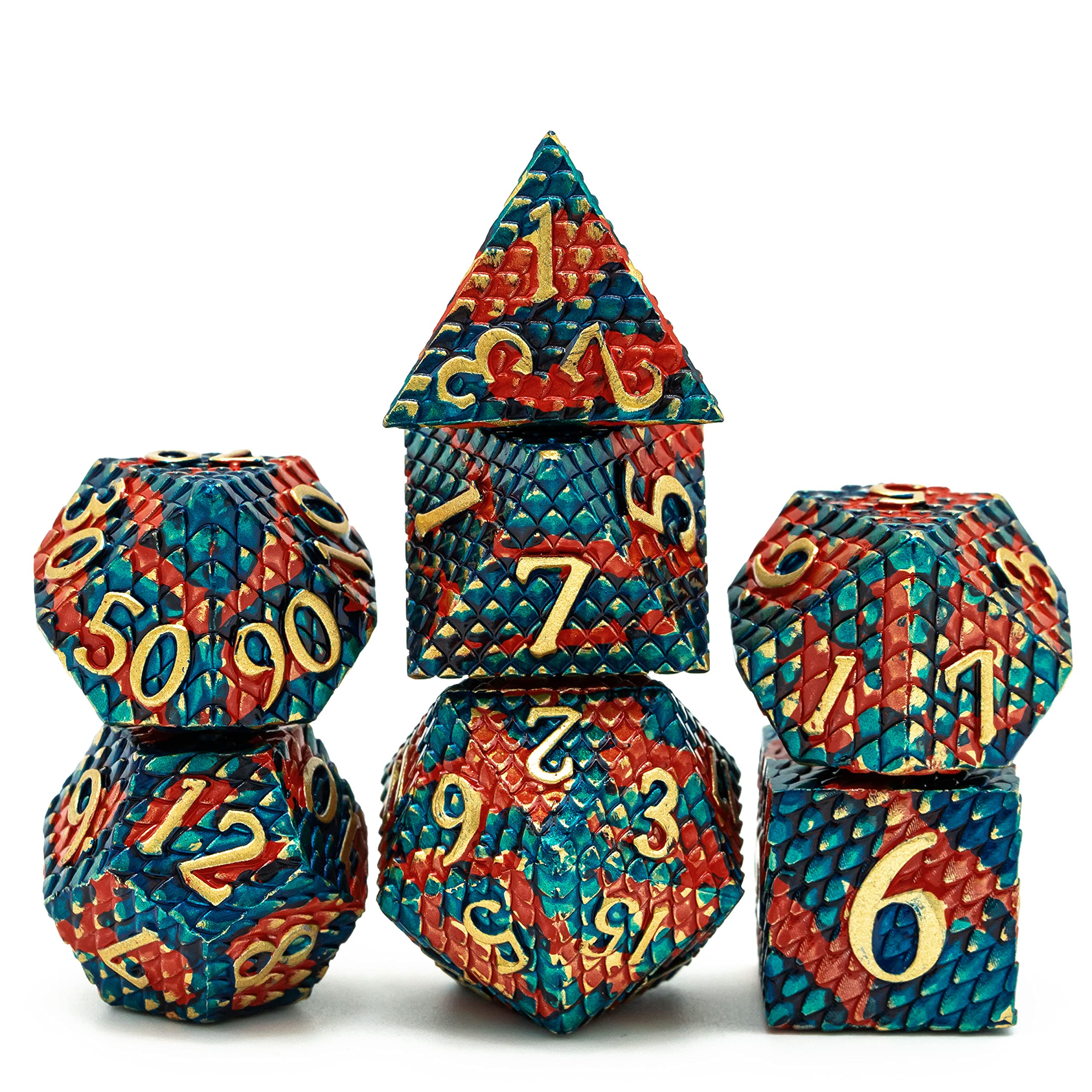 Mystic Dragonscale Metal Dnd Dice Set