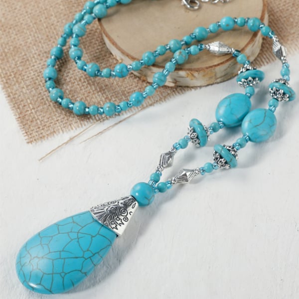 Large teardrop turquoise necklace
