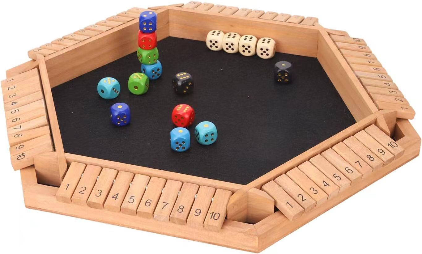 Shut The Box Dice Game,Board Table Math Game with 12 Dice for Kids Adults, Family Classroom Home Party or Pub
