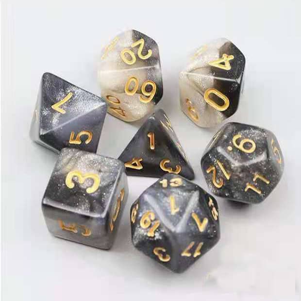 Starry sky black and white DnD dice set