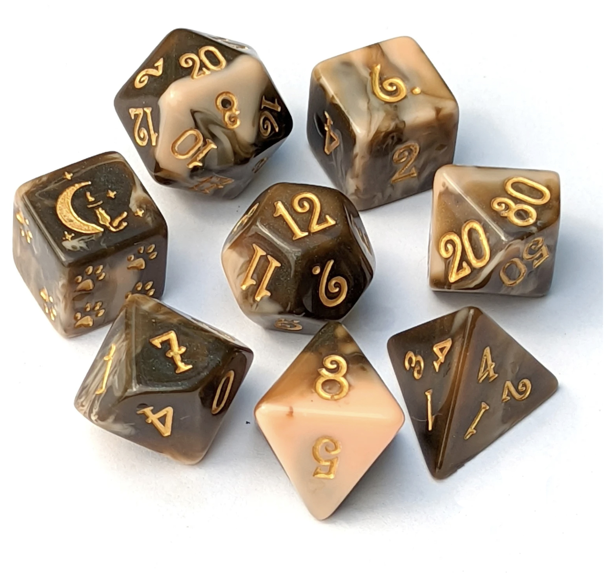 Coffee chocolate candy themed dice set