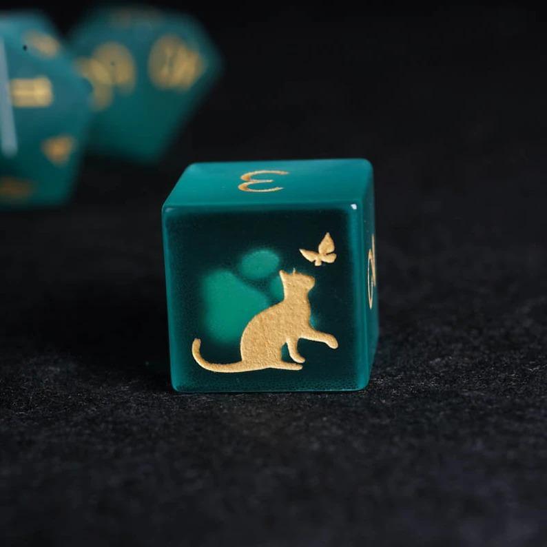 Full Set Cat Theme Light Green Cat Dice