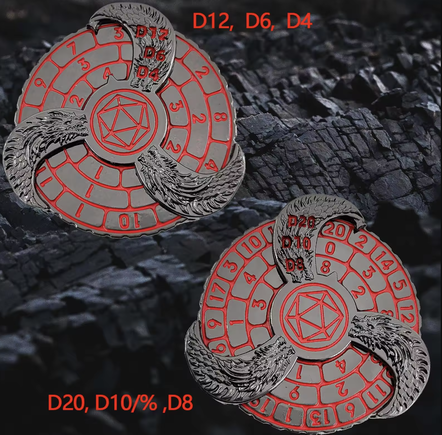 Gemstone Dice Spinners, Pocket Sized 7-in-1 Dice, Metal Dice, Dungeons and Dragons, DND Set