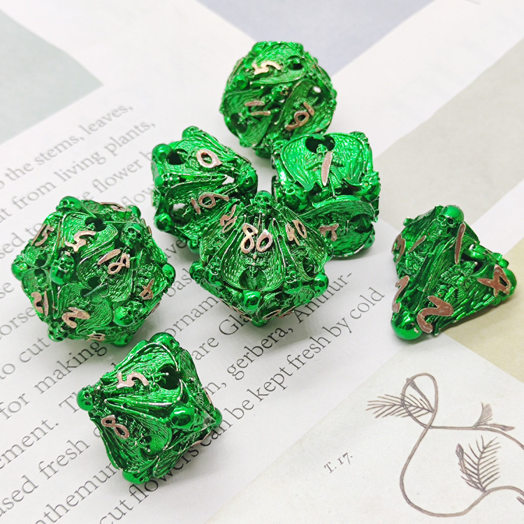 7pcs Pure Copper Hollow Metal Dice Set Dnd Dice Rpg Mtg Polyhedral Dice Set