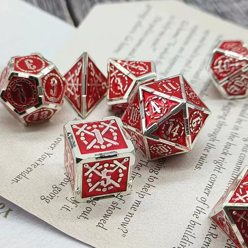 Fighter Bloodthirsty Metal Polyhedral 7 Dice Set