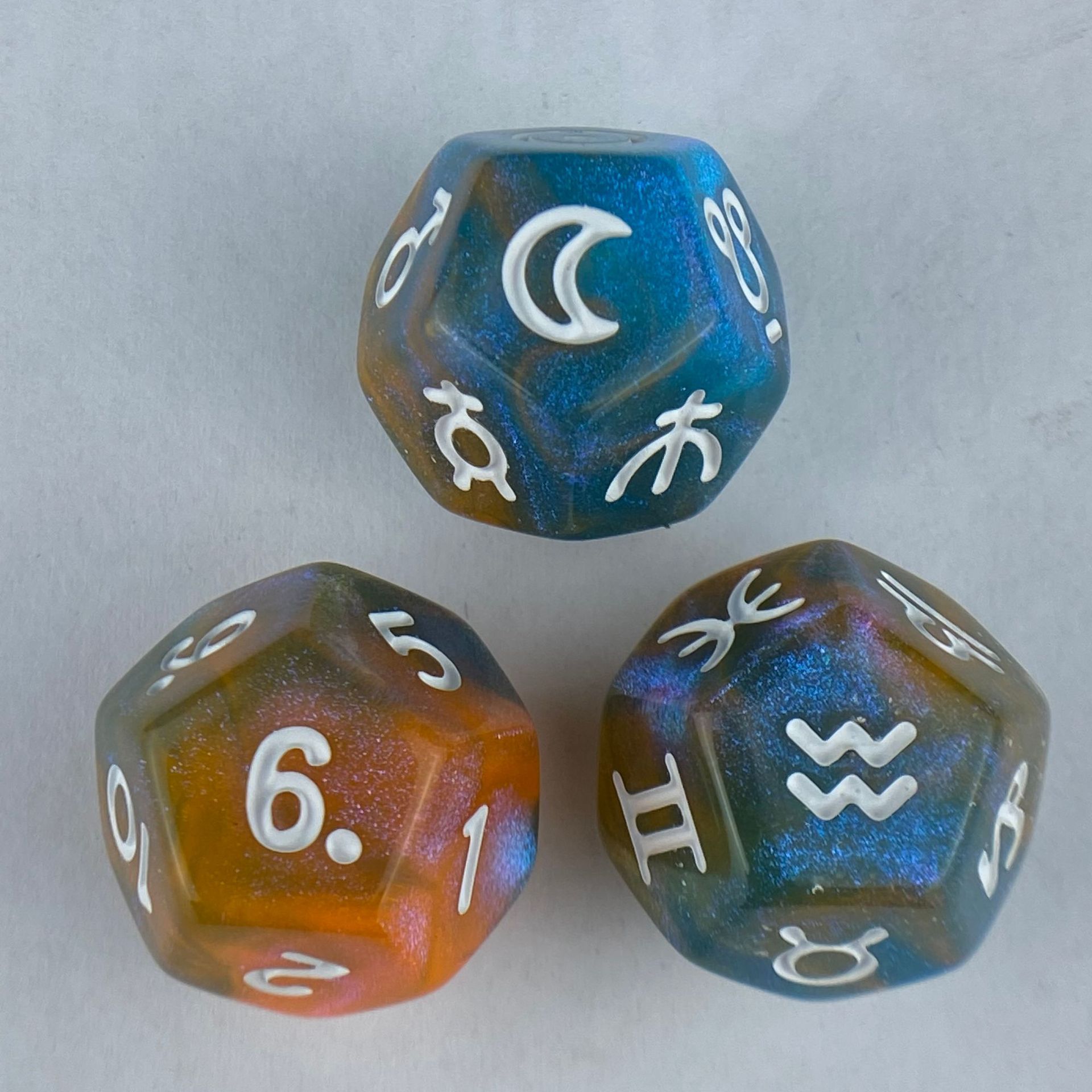 Astrology Dice, Signs Planets Numbers 12-Sided Dice Divination Too