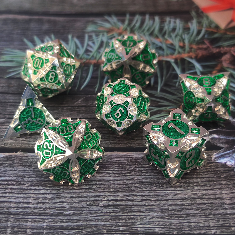 Solid Dragon Pointed Dice Metal Set