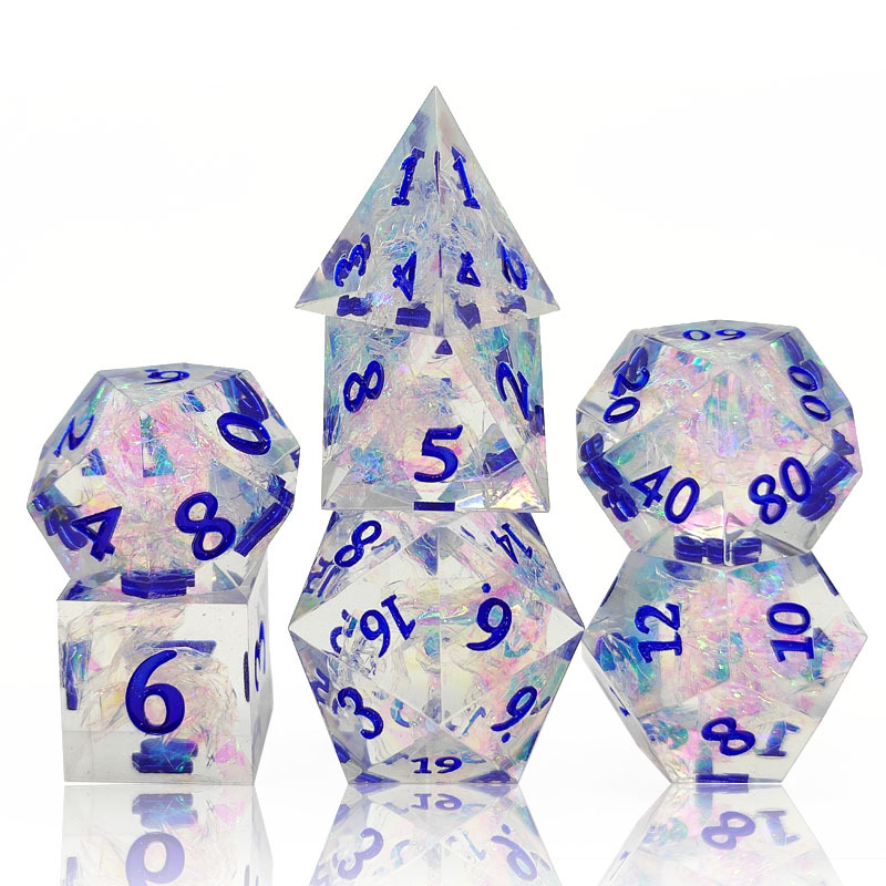 STARSEEKER CRYSTALLINE WHITE SHARP EDGE RESIN DICE SET