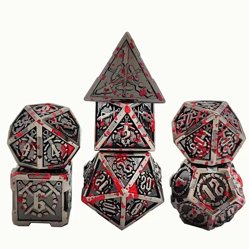 Fighter Bloodthirsty Metal Polyhedral 7 Dice Set