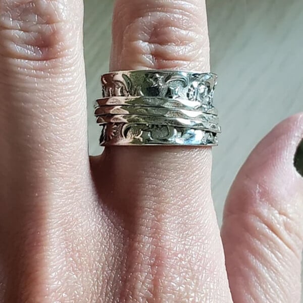 Sun and Moon Spinner Silver Ring