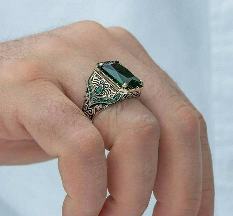 Textured Red and Green Zircon Ring