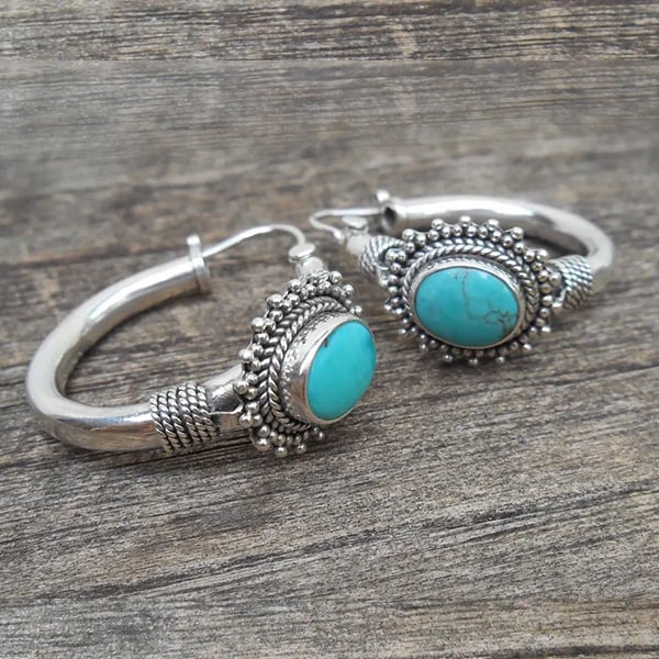 Oval turquoise earrings