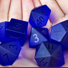 Blue Sandblasted Gemstone Dice