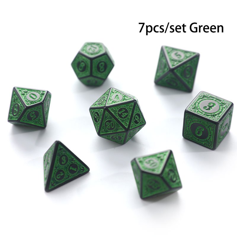 Carved Pattern Green Dice Set