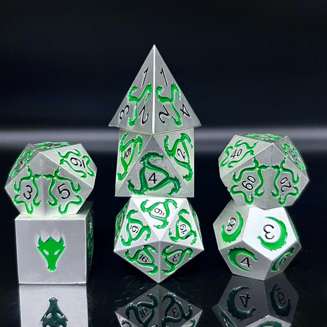 Metal solid dice dnd dragon and dungeons metal dice set
