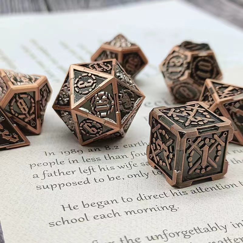 Fighter Bloodthirsty Metal Polyhedral 7 Dice Set