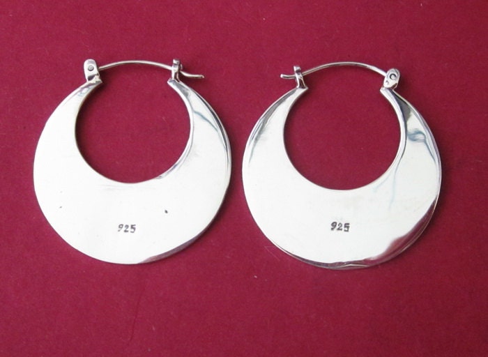 Balinese Silver Hoop Earrings Handmade Bali art jewelry
